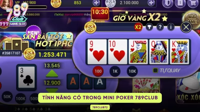 tính năng trong minipoker